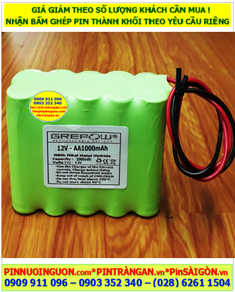 Pin sạc 12v AA1000mAh; Pin đèn Exit thoát hiểm 12v AA1000mAh; Pin đèn sự cố khẩn cấp 12v AA1000mAh